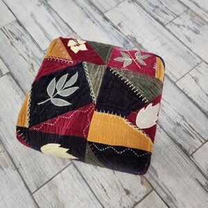 Quilt King Size 88 X 102  Leaf Applique Green Navy Red Beige Orange